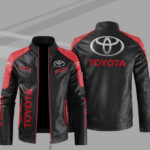 Toyota Black Red Color Block Leather Jacket