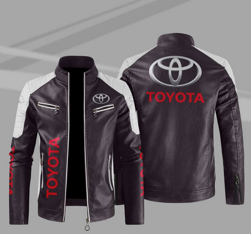 Toyota Brown White Color Block Leather Jacket (1) Toyota Brown White Color Block Leather Jacket