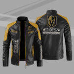 Vegas Golden Knights Block Yellow Black Leather Jacket