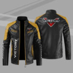 Victory Motorcycles Block Yellow Black Leather Jacket