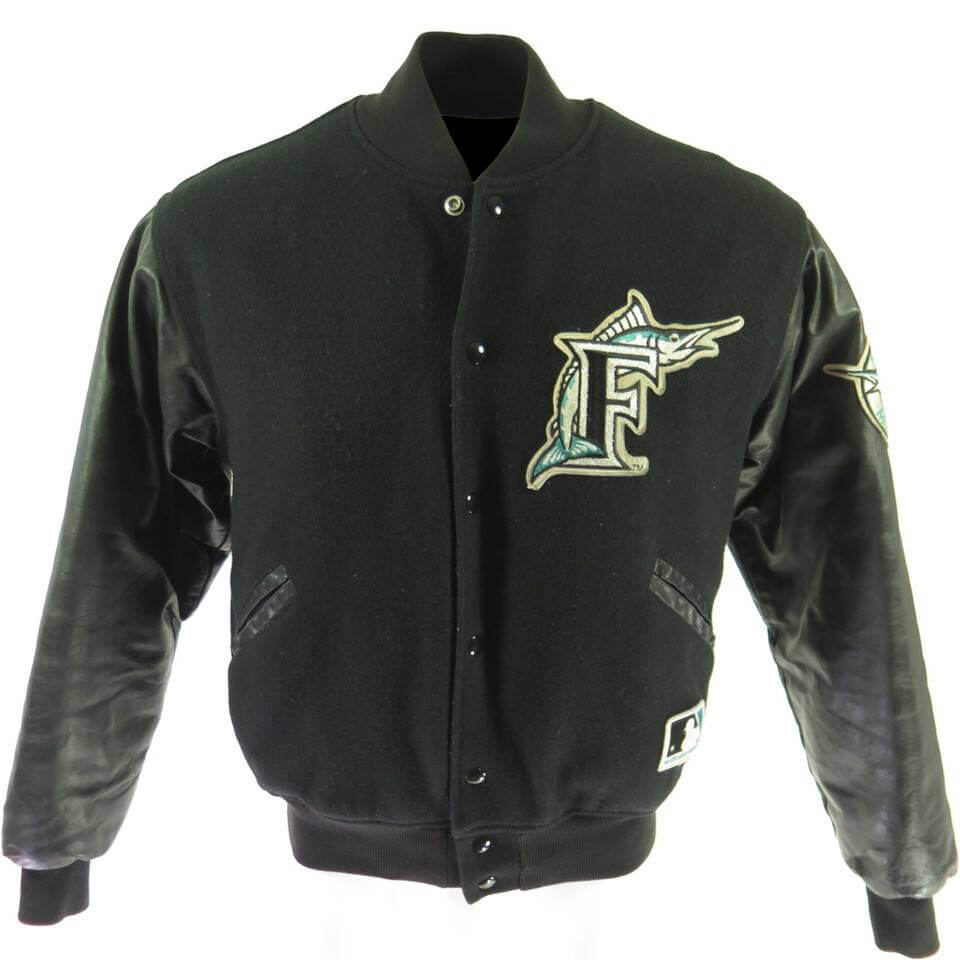 Vintage MLB Miami Marlins Black Varsity Jacket (1) Vintage MLB Miami Marlins Black Varsity Jacket