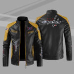 Washington Capitals Block Yellow Black Leather Jacket