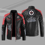 Winnipeg Jets Block Red Black NHL Leather Jacket