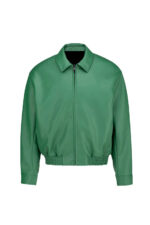 A Few Good Kids Bomber Clock Green Leather Jacket