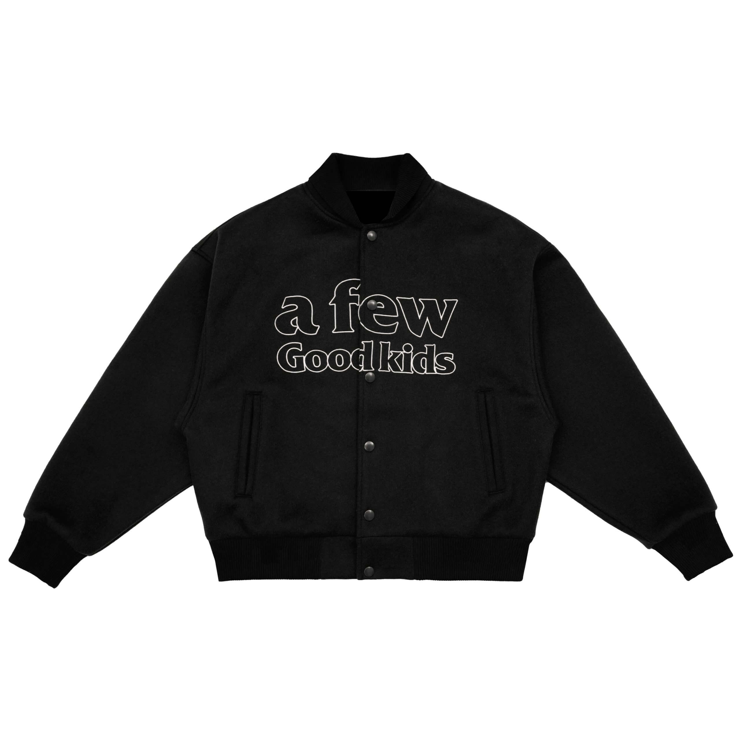 A Few Good Kids Logo Black Baseball Varsity Jacket (1) A Few Good Kids Logo Black Baseball Varsity Jacket