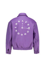 A Few Good Kids Purple Clock Bomber Leather Jacket