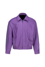 A Few Good Kids Purple Clock Bomber Leather Jacket