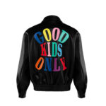 A Few Good Kids Rainbow Black Bomber Leather Jacket