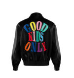 A Few Good Kids Rainbow Black Bomber Leather Jacket