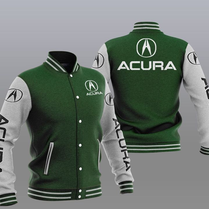 Acura Green White Varsity Baseball Jacket