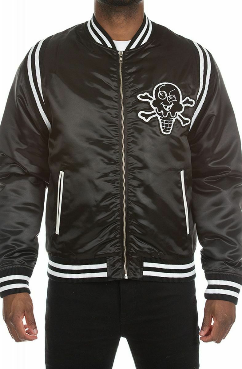 BBC Ice Cream Blackout Black Varsity Jacket (2) BBC Ice Cream Blackout Black Varsity Jacket
