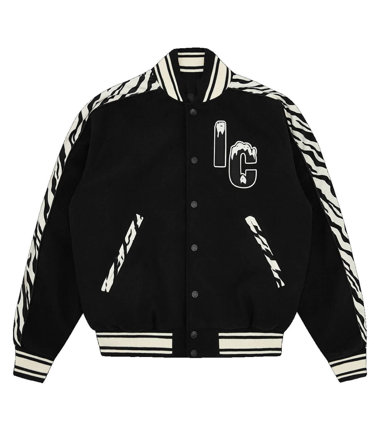 BBC Ice Cream Zebra Black Varsity Jacket - Maker of Jacket