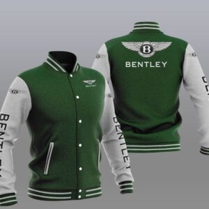 Bentley Green White Varsity Baseball Jacket