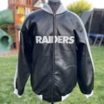Black Gray Oakland Raiders NFL Leather Jacket
