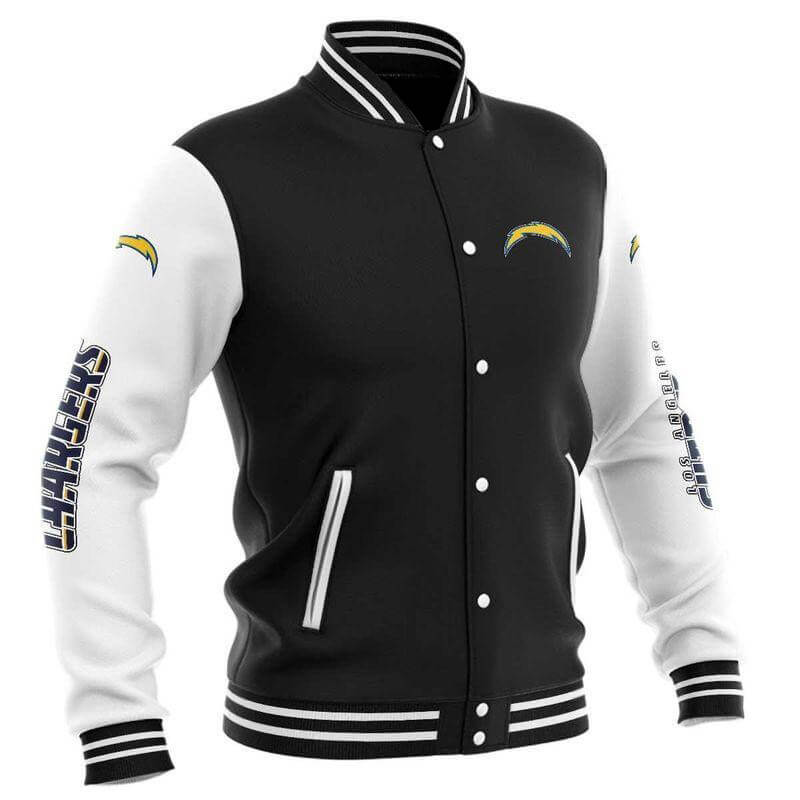 Black Los Angeles Chargers NFL Baseball Varsity Jacket