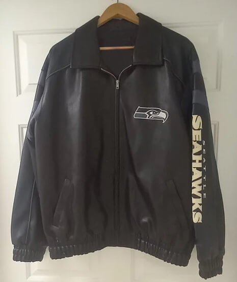 Black Navy Seattle Seahawks NFL Leather Jacket (1) Black Navy Seattle Seahawks NFL Leather Jacket