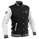 Black New Orleans Saints NFL Baseball Varsity Jacket