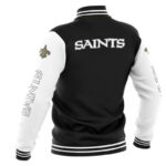 Black New Orleans Saints NFL Baseball Varsity Jacket