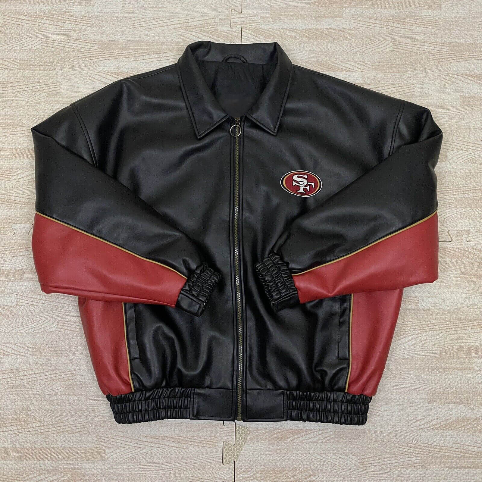 Black Red San Francisco 49ers NFL Team Leather Jacket (1) Black Red San Francisco 49ers NFL Team Leather Jacket
