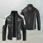 Black White Atlanta Falcons Block Leather Jacket