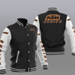 Black White KTM Racing Baseball Varsity Jacket
