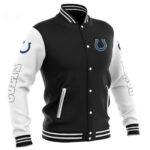 Black White NFL Indianapolis Colts Baseball Varsity Jacket