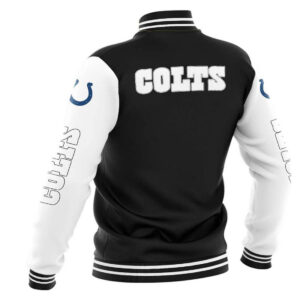 Black White NFL Indianapolis Colts Baseball Varsity Jacket