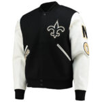 Black White NFL Team New Orleans Saints Varsity Jacket