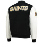 Black White NFL Team New Orleans Saints Varsity Jacket