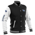 Black White NFL Tennessee Titans Baseball Varsity Jacket