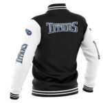 Black White NFL Tennessee Titans Baseball Varsity Jacket