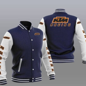 Blue White KTM Racing Baseball Varsity Jacket