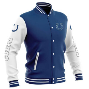 Blue White NFL Indianapolis Colts Baseball Varsity Jacket