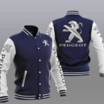 Blue White Peugeot Baseball Varsity Jacket