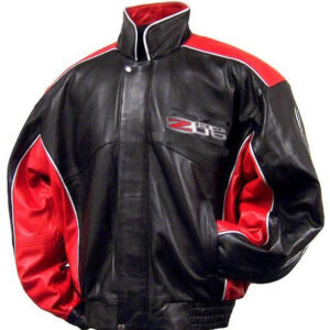 C6 Z06 Black Red Corvette Leather Jacket