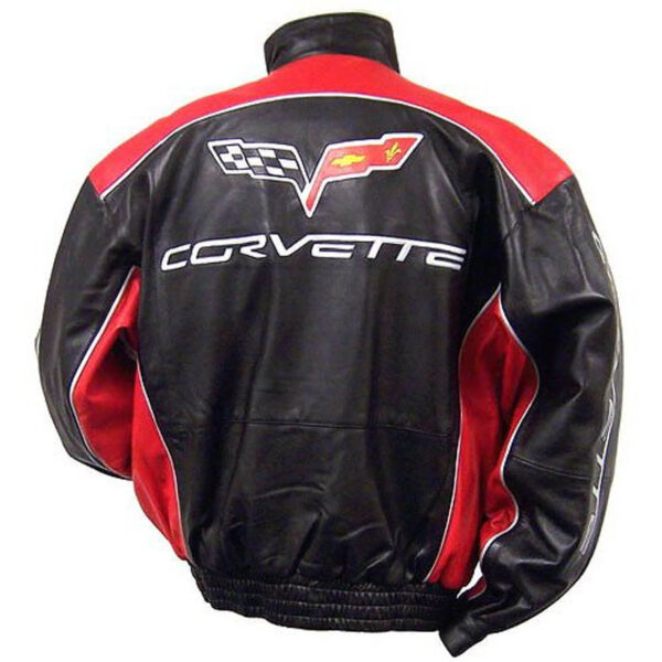 C6 Z06 Black Red Corvette Leather Jacket
