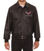 Corvette Black Bomber Leather Jacket