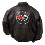Corvette C2 Black Racing Bomber Leather Jacket
