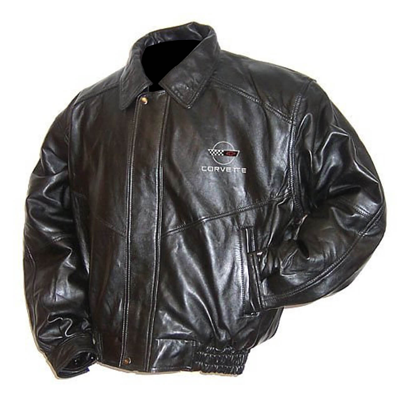 Corvette C4 Black Racing Bomber Leather Jacket (1) Corvette C4 Black Racing Bomber Leather Jacket