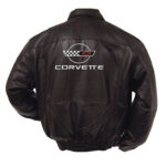 Corvette C4 Black Racing Bomber Leather Jacket