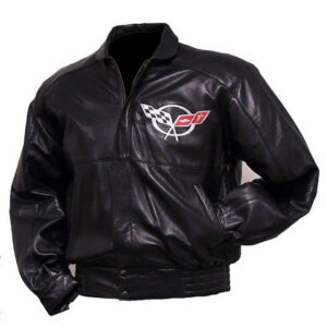 Corvette C5 Black Bomber Leather Jacket