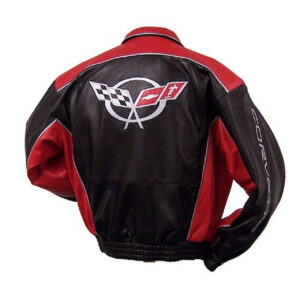 Corvette C5 Red Black Bomber Leather Jacket
