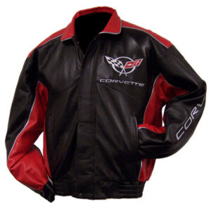 Corvette C5 Red Black Bomber Leather Jacket