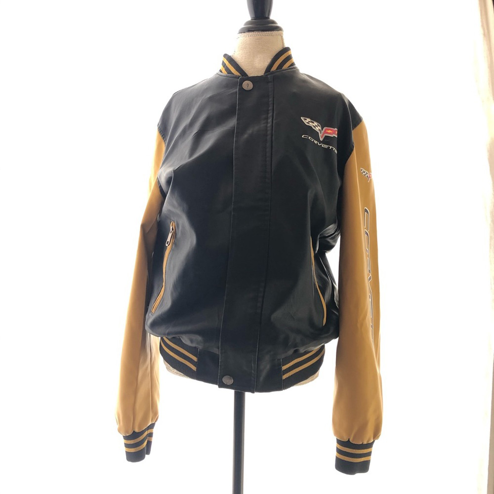 Corvette C6 Black Brown Bomber Leather Jacket (1) Corvette C6 Black Brown Bomber Leather Jacket