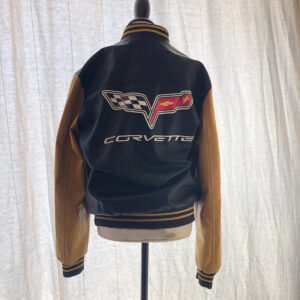 Corvette C6 Black Brown Bomber Leather Jacket