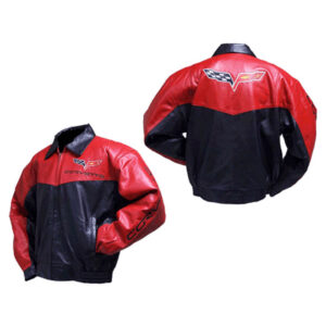 Corvette C6 Black Red Racing Leather Jacket