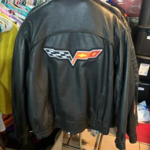 Corvette C6 Bomber Black Leather Jacket