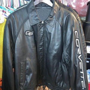 Corvette C6 Bomber Black Leather Jacket