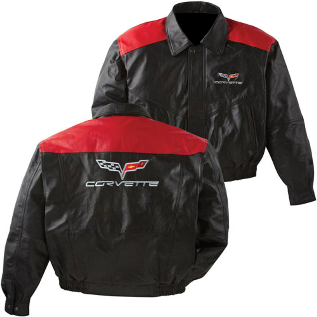 Corvette C6 Color Block Red Black Racing Leather Jacket Corvette C6 Color Block Red Black Racing Leather Jacket