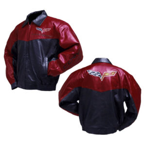 Corvette C6 Crystal Red Black Racing Leather Jacket